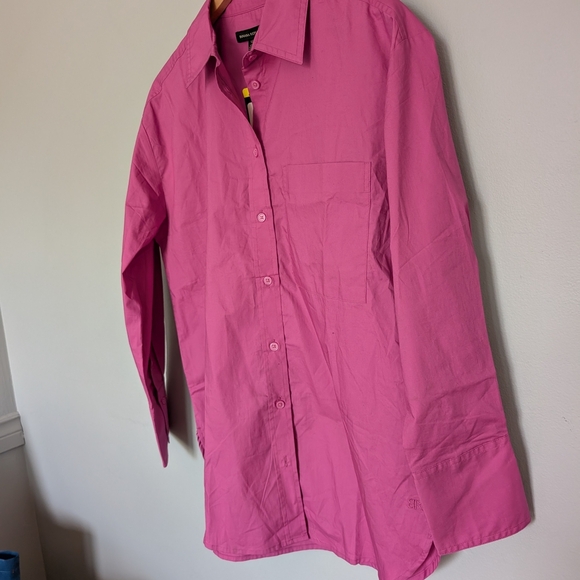Banana Republic Casual Button Down Shirt Oversized BNWT Fuschia 100% Cotton - Picture 6 of 12